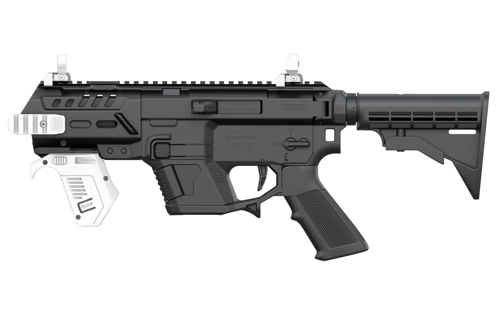 Black Recover Tactical P-IX without Mag 9 Thumb Rest and Sights